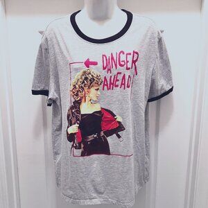 Grease-Women's T Shirt-Danger Ahead- Sandy-Dance-Costume-Black, Gray & Red-Soft
